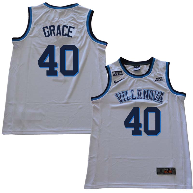 2018 Men #40 Denny Grace Willanova Wildcats College Basketball Jerseys Sale-White